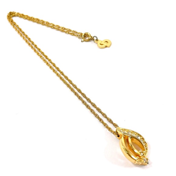 Christian Dior Vintage Gold Twisted Teardrop Necklace - Made in Germany